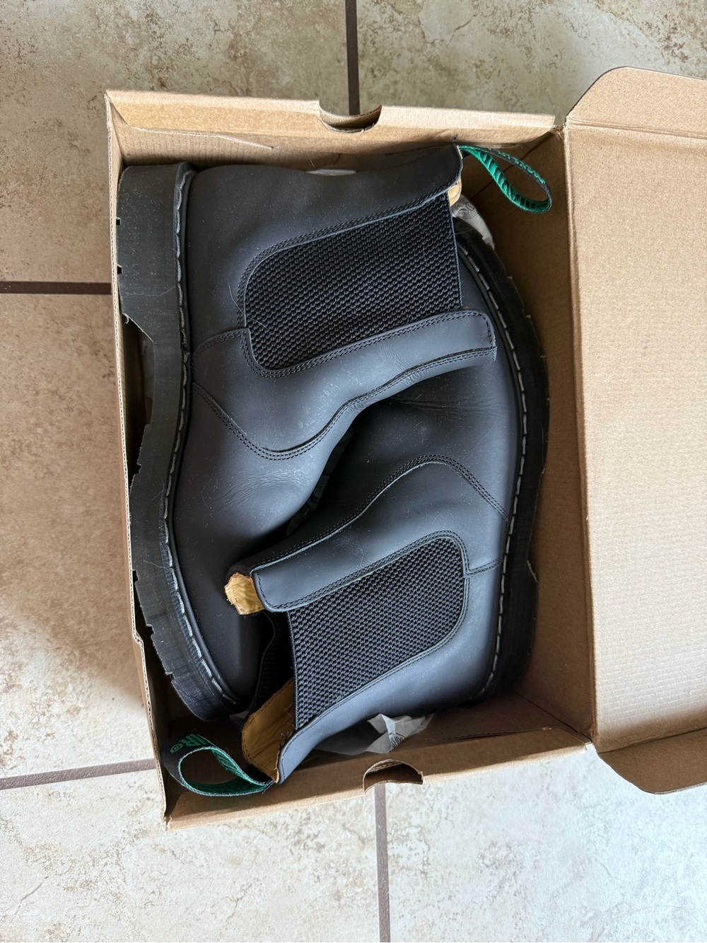 Men's Black Slip-On Chelsea Work Boots with Pull Tabs